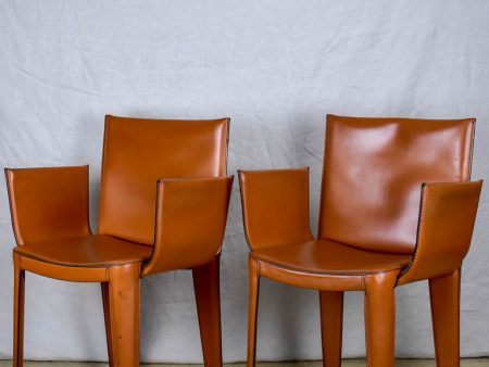 Pair of vintage Italian Quia tan leather armchairs (12 available) Hot on Sale