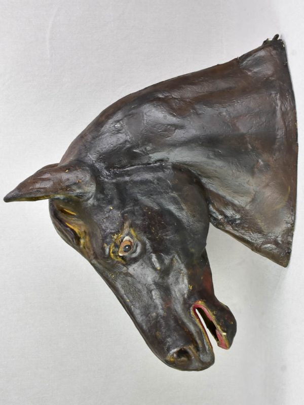 Antique French papier mâché sculpture of a horse head 28  Cheap