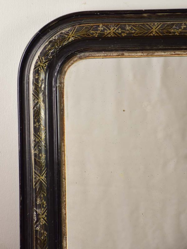 Napoleon III mirror with black decorative frame 22 x 29½  For Sale