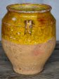 Antique French confit pot with orange glaze 8¼  Online