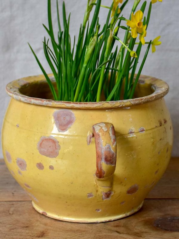 Antique French chamber pot with pale yellow glaze Discount