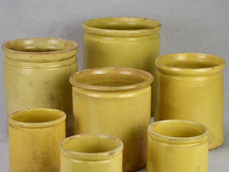 Collection of 7 antique French yellow ware preserving pots Online