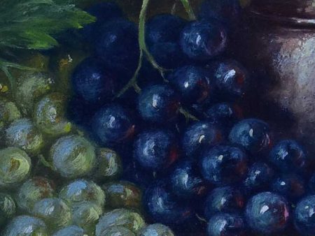 Antique French still life painting - table grapes 16 ¼  x 11 ¾  Supply