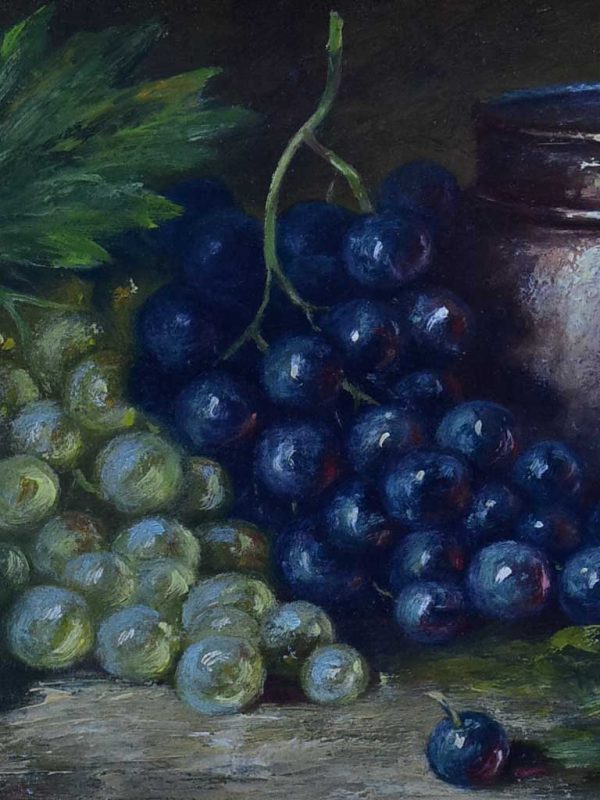 Antique French still life painting - table grapes 16 ¼  x 11 ¾  Supply