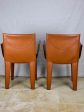 Pair of vintage Italian Quia tan leather armchairs (12 available) Hot on Sale