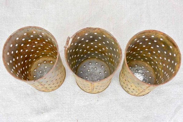 Collection of three tin cheese molds   faisselles For Cheap