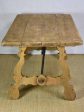 Antique Spanish oak table with wrought iron stretcher 34¼  x 70¾  Online Sale