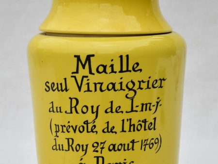 Mid century Maille mustard pot with hand painted label - yellow 11¾  Supply