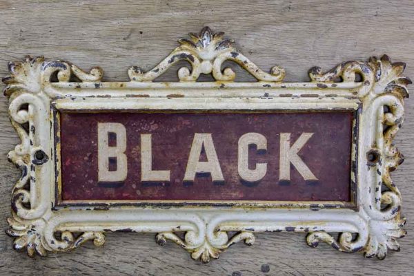 19th Century French horse name plate from stables  Black  15  x 9  Online