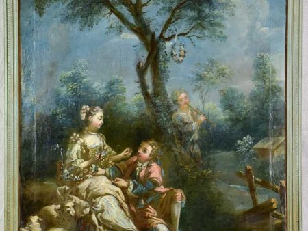 18th Century Louis XVI Romantic oil on canvas from a trumeau mirror - anonymous 28¼  x 31  Online Sale