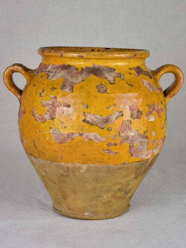 Antique French confit pot with orange   yellow glaze 10¼  Hot on Sale