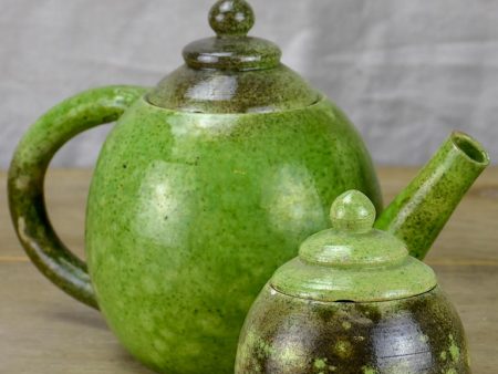 Mid century Atelier Madoura, Vallauris tea pot and sugar bowl with green glaze. (Picasso s studio) Sale