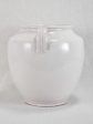 Antique French egg pot with white glaze & two handles - Martres Tolosane 9¾  Fashion