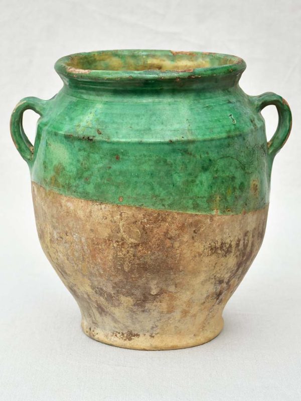 19th Century French confit pot with green glaze 11½  Online Sale