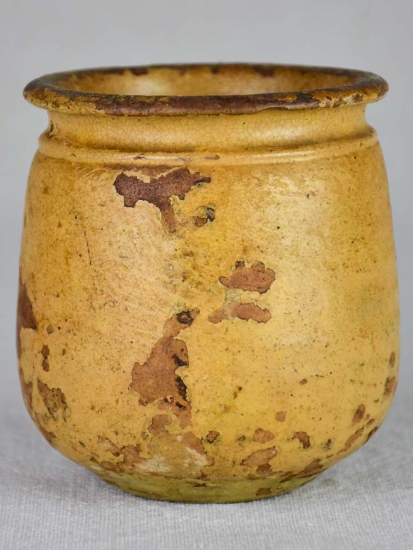 Small antique French honey pot with yellow glaze 4  Online now