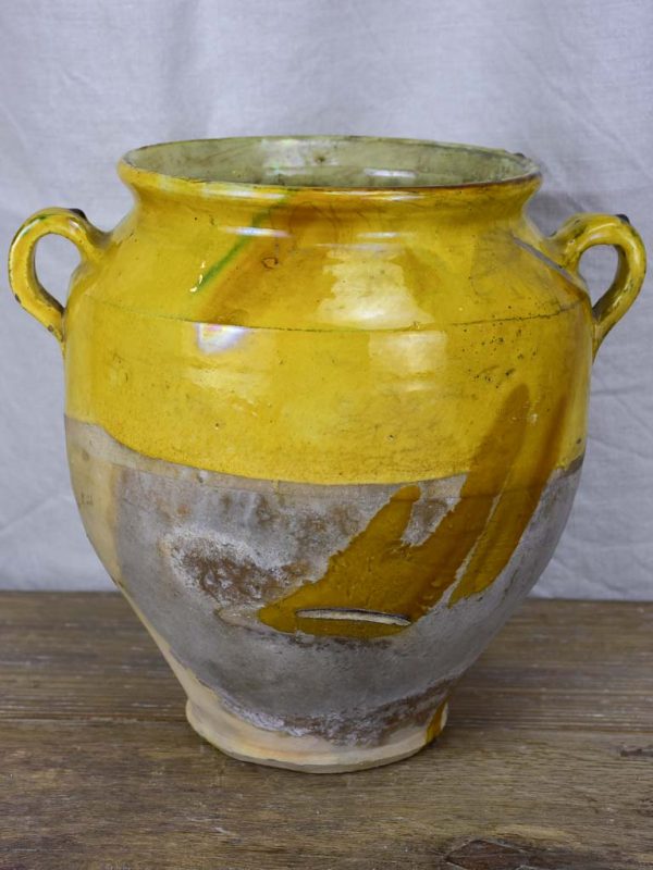 Antique French confit pot with ochre glaze 11  Supply