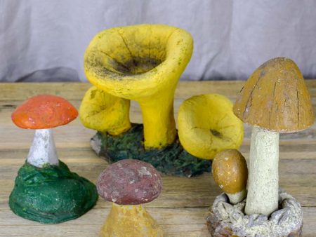 Collection of vintage wild mushroom sculptures - cement For Discount