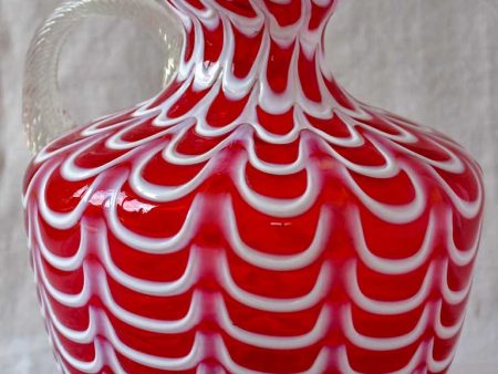 Vintage red and white Bohemian glass vase For Discount