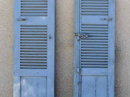 Pair of early 19th Century French blue shutters 85½  x 20¾  For Sale