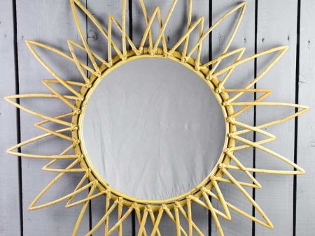 Vintage French cane sunburst mirror 35½  Discount