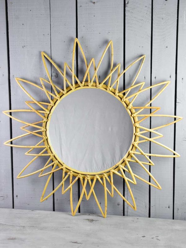 Vintage French cane sunburst mirror 35½  Discount