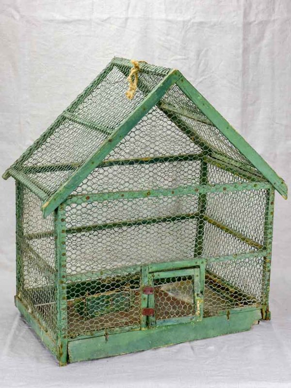 Rustic antique French birdcage with green patina 23¾  For Cheap