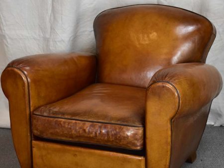 Classic mid century French leather club chair For Sale