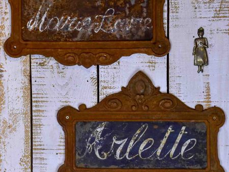 Two antique French cast iron signs from horse stables Supply