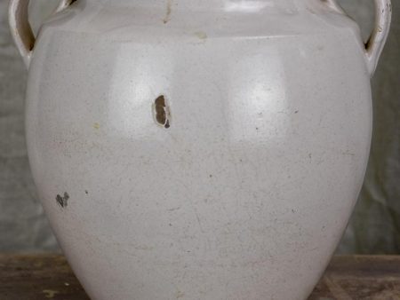 Antique French preserving pot with white glaze Fashion