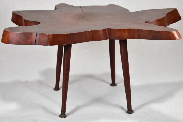 1950 s Brutalist coffee table - large tree trunk table top 38¼  Online