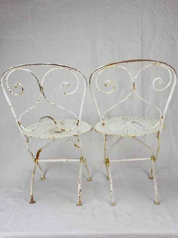 Pair of early 20th Century French children s folding garden chairs - white Cheap