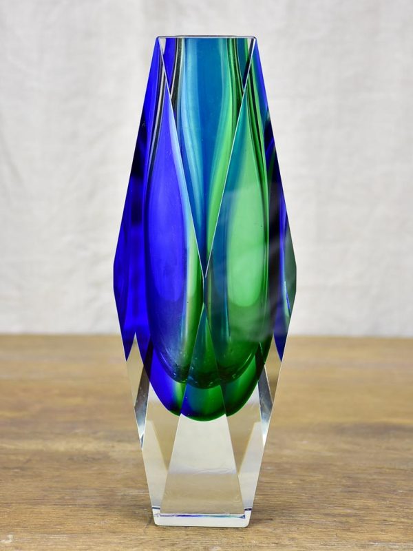 Mid-Century Murano glass vase - blue and green Supply