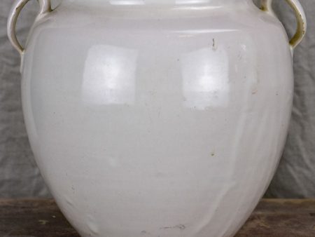 Large antique French preserving pot with white glaze Online Sale