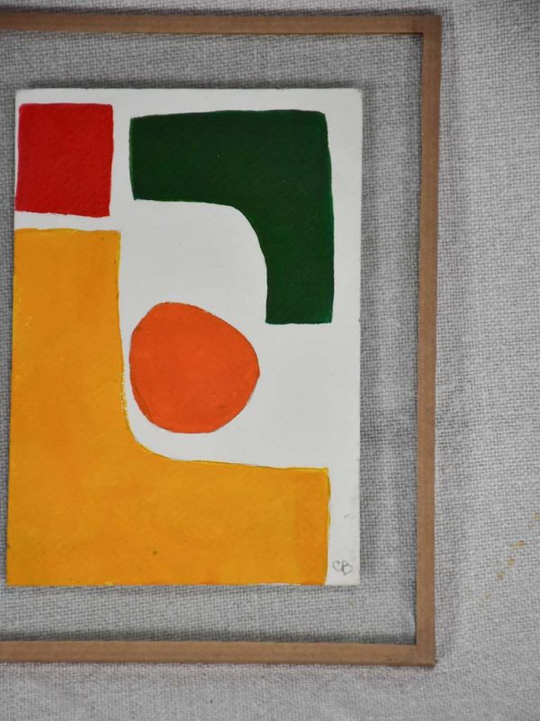 Caroline Beauzon abstract painting - green, red, yellow, orange & white 7½  x 5½  For Cheap