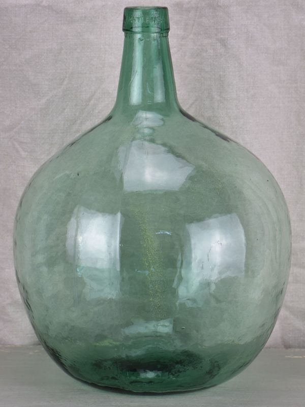 Antique French demijohn bottle - blue green on Sale