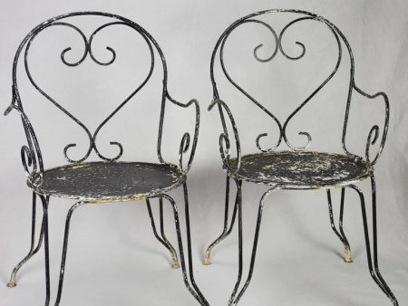 Pair of mid-century French garden armchairs with heart backs Online Hot Sale