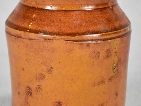 Small antique French preserving pot with orange   ochre glaze Discount