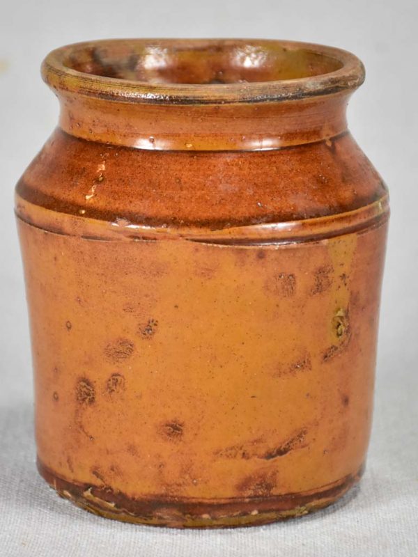 Small antique French preserving pot with orange   ochre glaze Discount