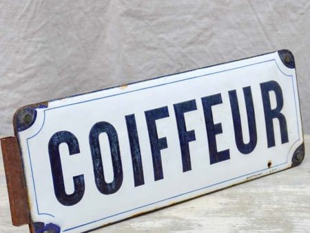 Antique French enamel sign for hairdresser -  Coiffeur Cheap