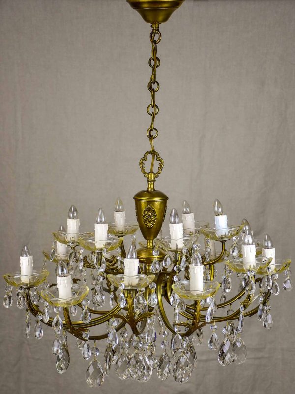 Vintage French crystal chandelier - two tiers, 18 lights For Sale