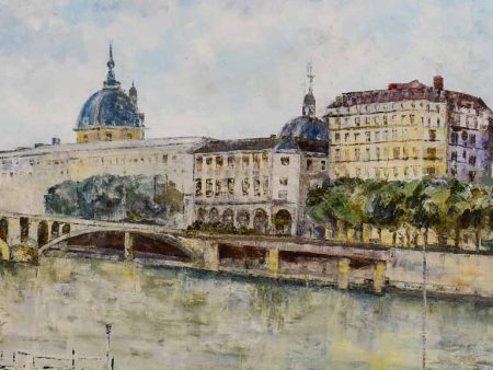 Mid-Century painting - Le Pont Wilson, Lyon 29 ¼ x 23 ¾   Supply