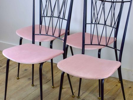 Four Colette Gueden mid-century dining chairs with pink upholstery Online