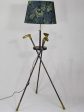 1970 s golf club floor lamp - leather, brass, wood For Sale