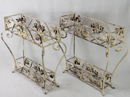 Large pair of vintage French wrought iron pot plant stands For Sale