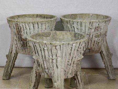 Three vintage French faux-bois raised planters Hot on Sale