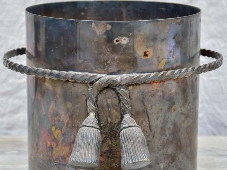 Antique silver plate ice bucket with tie Fashion