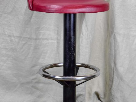 1960 s French bar stools - red faux leather For Sale