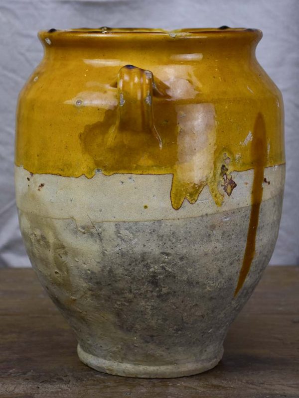 Antique French confit pot with ochre glaze 10¾  Online Sale