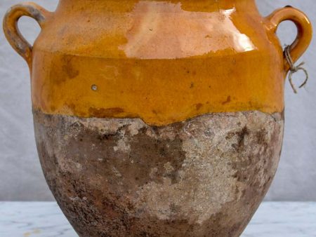 Antique French confit pot with orange glaze 11½  Online