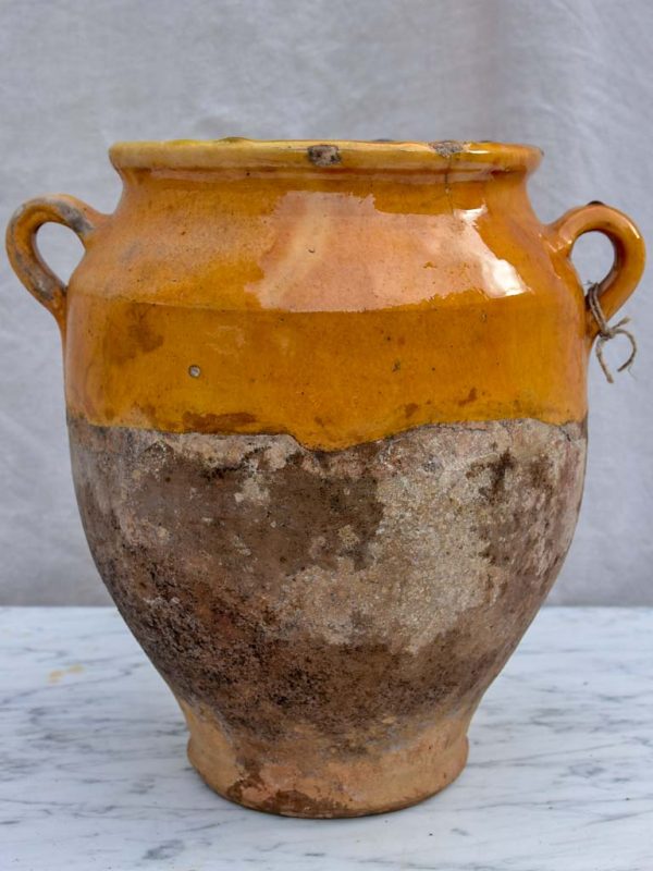 Antique French confit pot with orange glaze 11½  Online